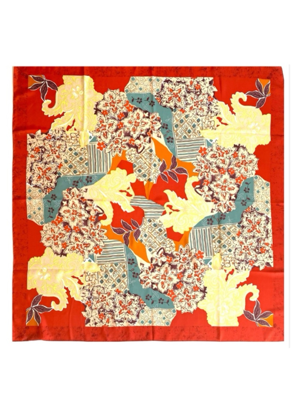 COLDWATER CREEK Multicolor Floral Scarf 35”x 34” Square